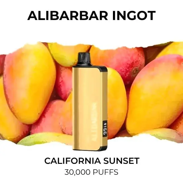 Alibarbar Ingot 30000 California Sunset disposable vape, California Sunset flavour, 30,000 puffs